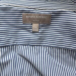 Banana Republic Navy and White Striped Blouse